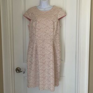 Adrianna Papell Blush White Gold Lace Overlay Mother Of The Bride Dress Event 14